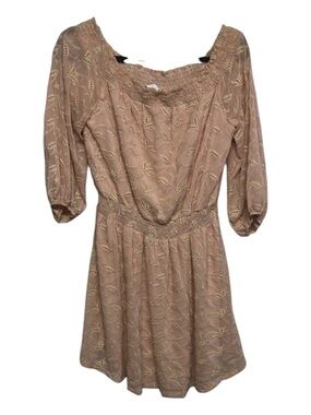 ASTR The Label Champagne Pink Lace Dress Boho Romantic Long Sleeve Size XS